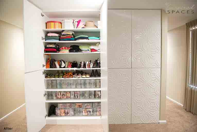 A built-in-robe allows for the shoes and clothes to be tucked away neatly