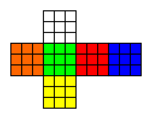 Rubix cube layout with the bright neon colours