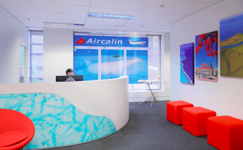 Bright and happy office design for travel agency