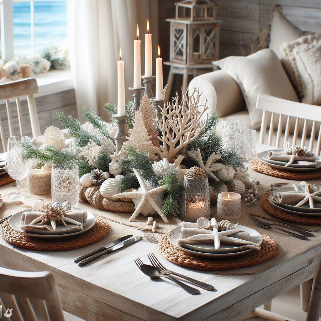 Christmas dining table coastal theme